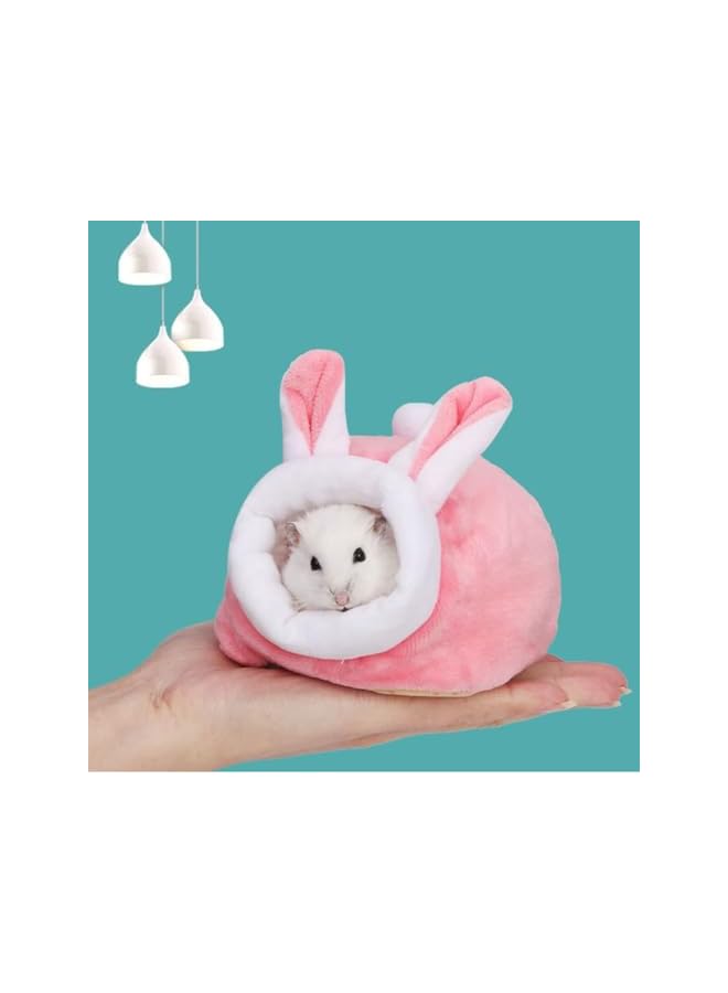 Guinea Pig and Hamster Bed - Mini Cotton Nest, Cute Sleeping Animals Bedding House for Hedgehog/Squirrel/Lizard and Other Small Animals (Grey+Pink) - Image 2